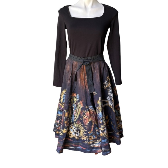 Vintage 1950’s/1960’s Matador Hand Painted Sequined Mexican Cotton Circle Skirt - Picture 3 of 16